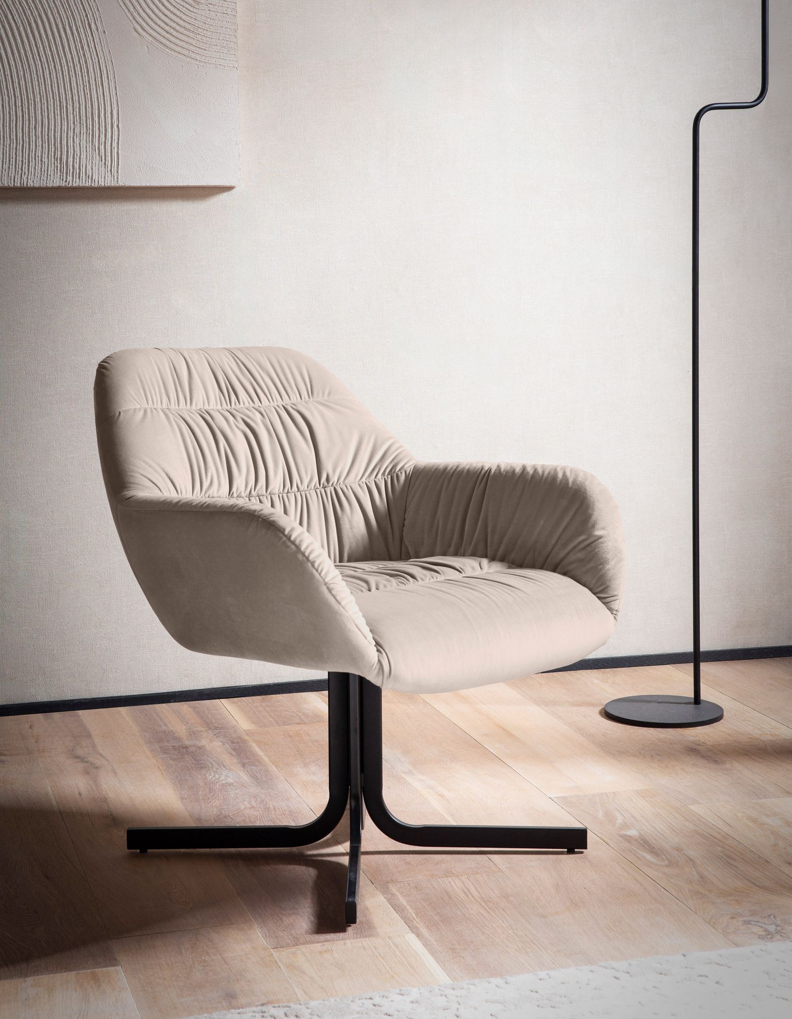 Loungesessel Hellvik Samt Beige 64 × 68 × 74 cm