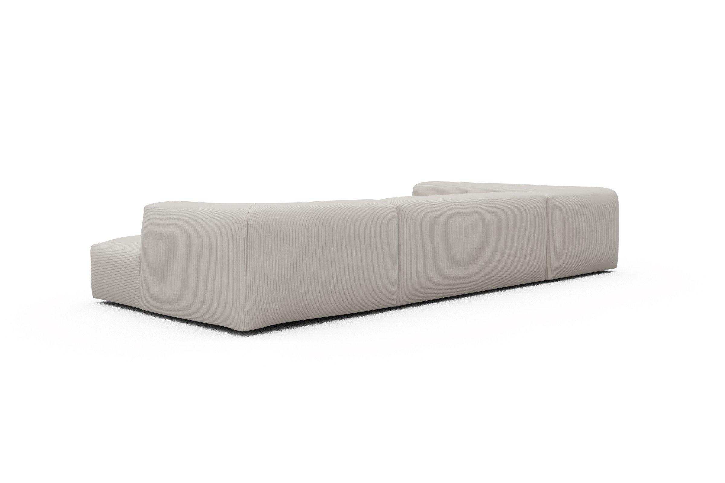 Wohnlandschaft Fred Chaiselongue rechts mit 2-Sitzer und lange Armlehne links Kord Corduroy 594-Ivory
