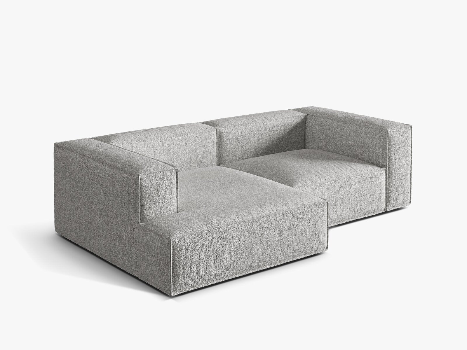 Micadoni Ecksofa Nuria 3-Sitzer Links Boucle Silber