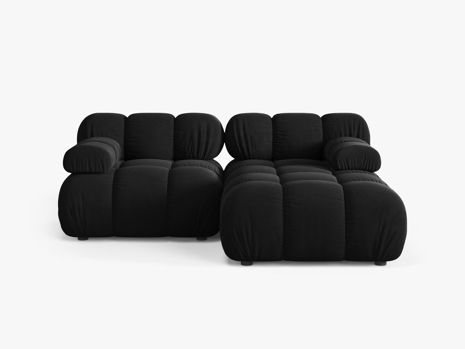 Micadoni Modulares Ecksofa Bellis 3-Sitzer Rechts Samt Bluvel Schwarz