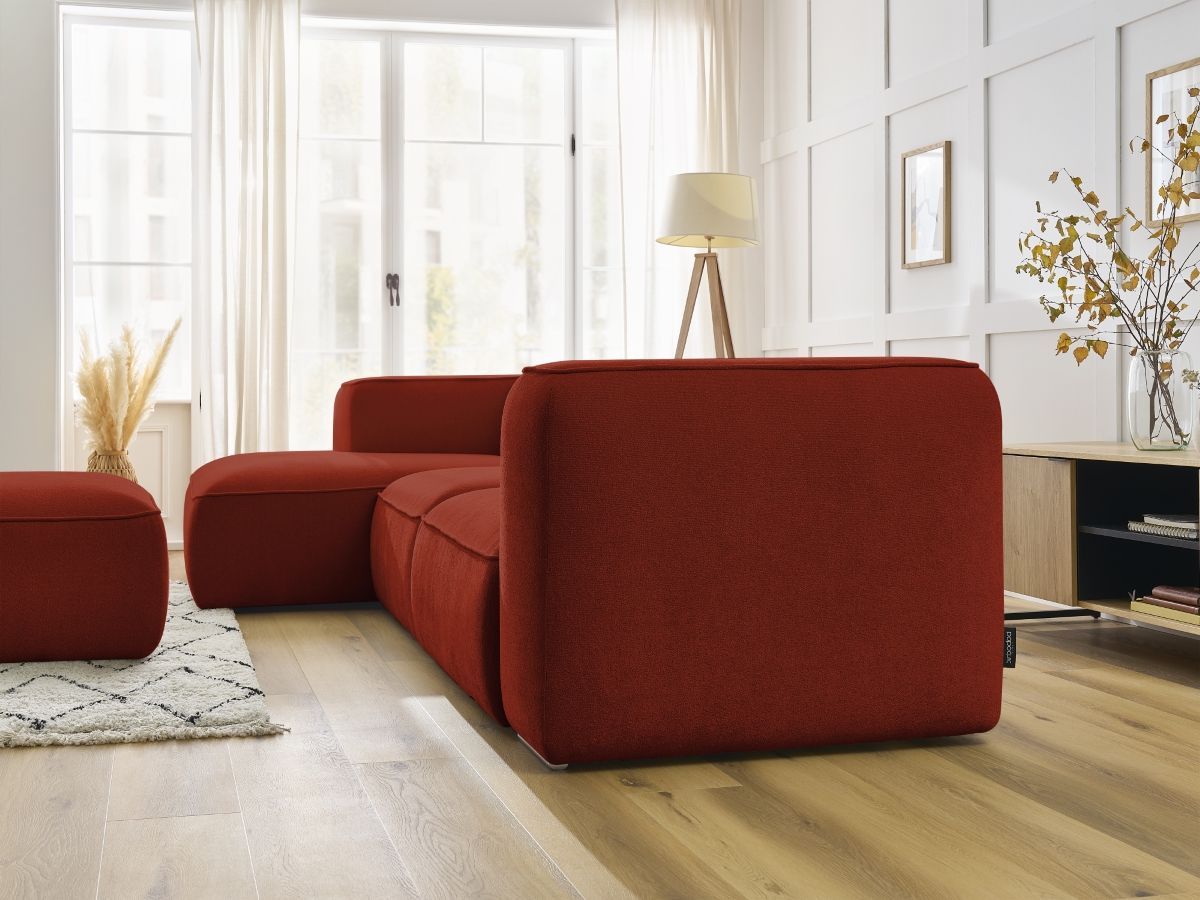 Bobochic Zephyr Ecksofa mit Pouf 349 × 165 cm Strukturstoff Orange Ecke links
