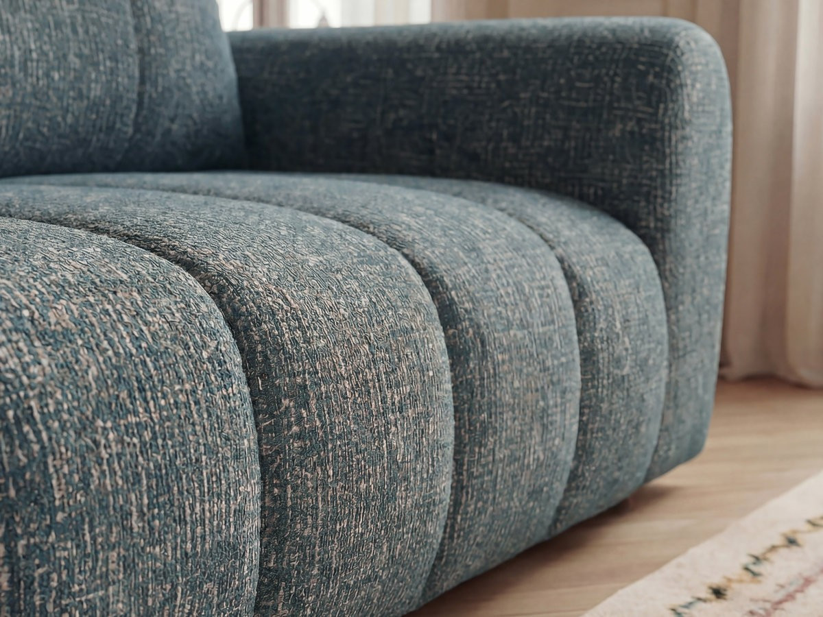 Bobochic Nesty Ecksofa in L-Form, 256 cm Melange-Stoff Blau Ecke links