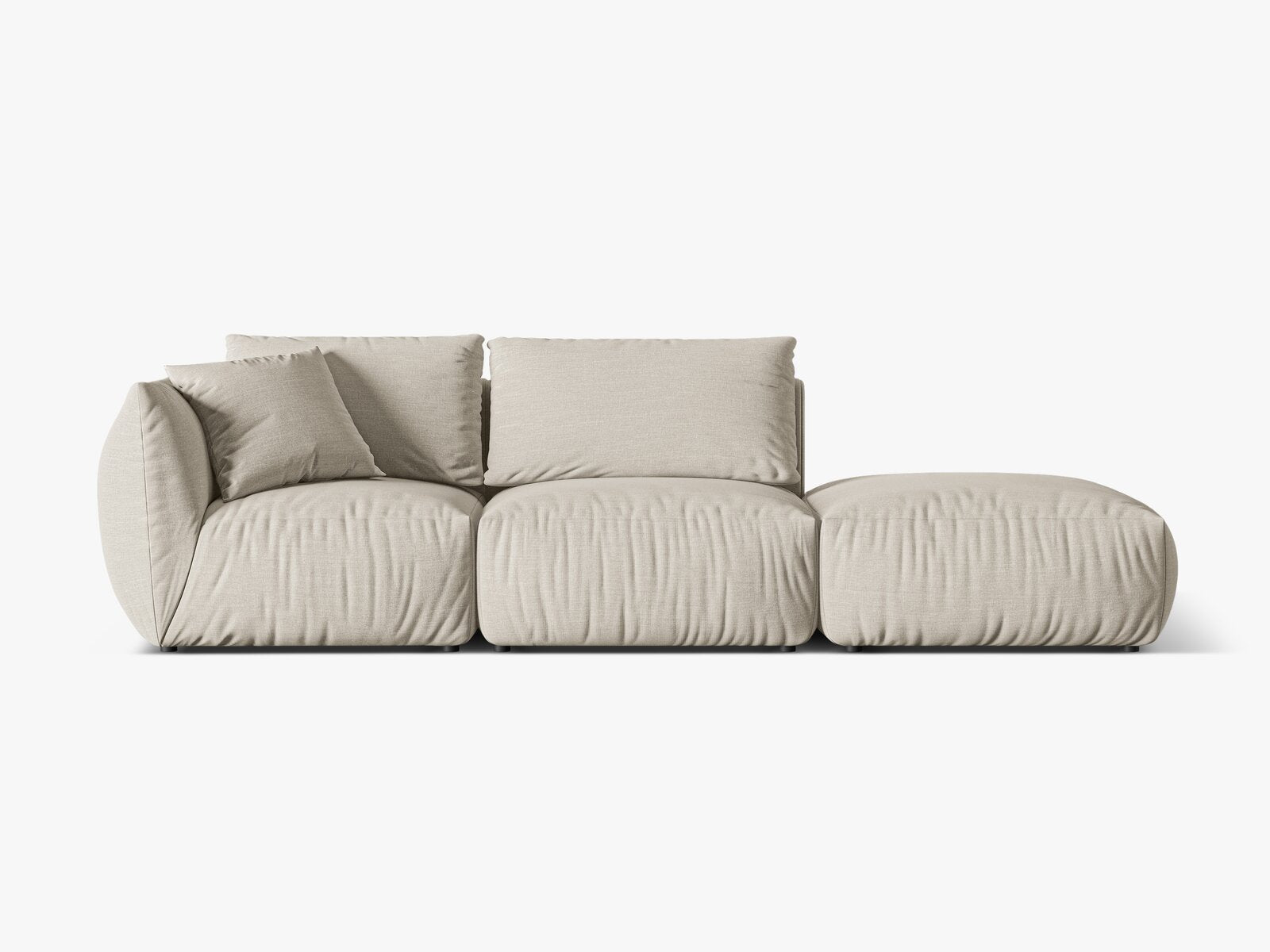 Micadoni Modulares Sofa Chris 3-Sitzer Rechts Strukturierter Stoff Natur
