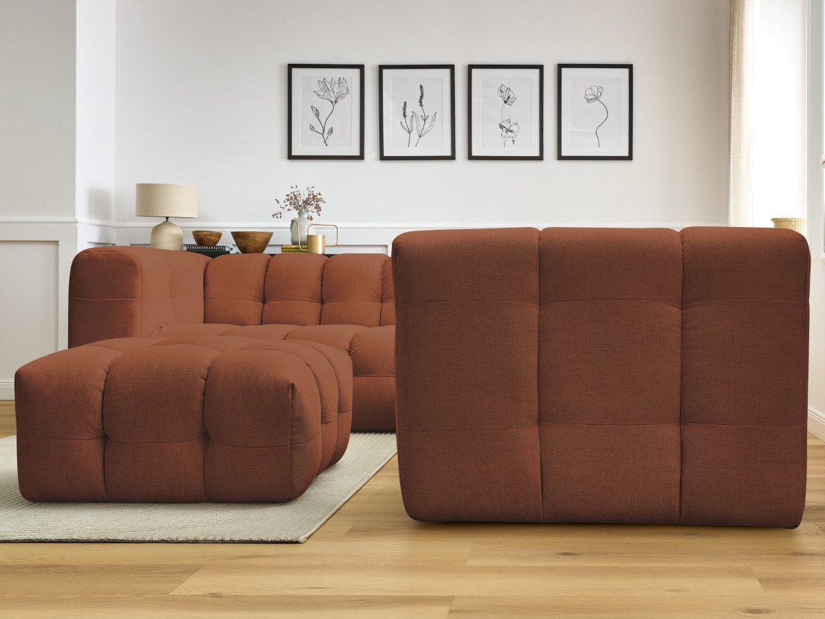 Bobochic Cloud Ecksofa mit Pouf 268 × 110 cm Stoff Orange