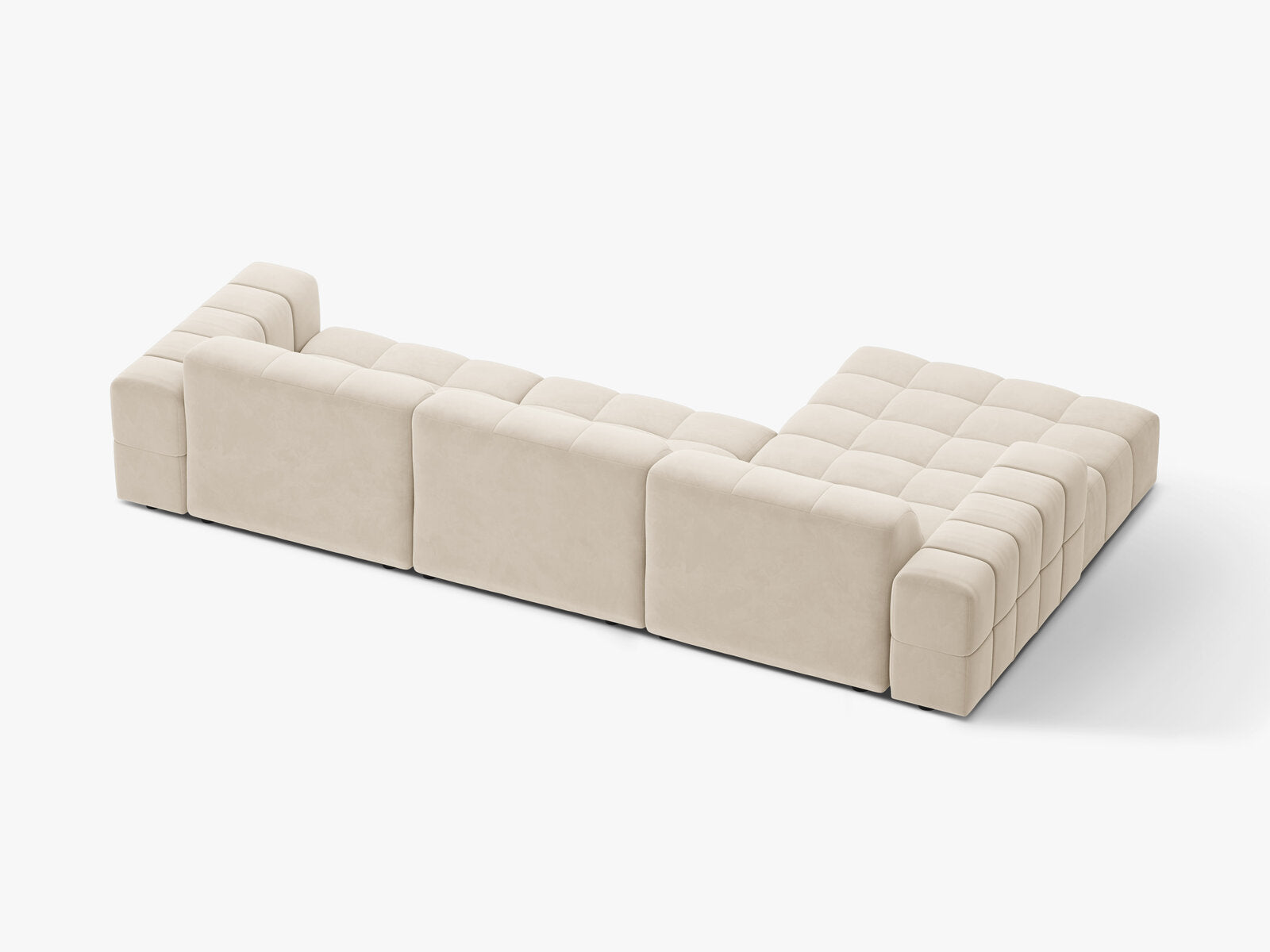 Micadoni Ecksofa Jennifer 4-Sitzer Links Samt Bluvel Helles Beige