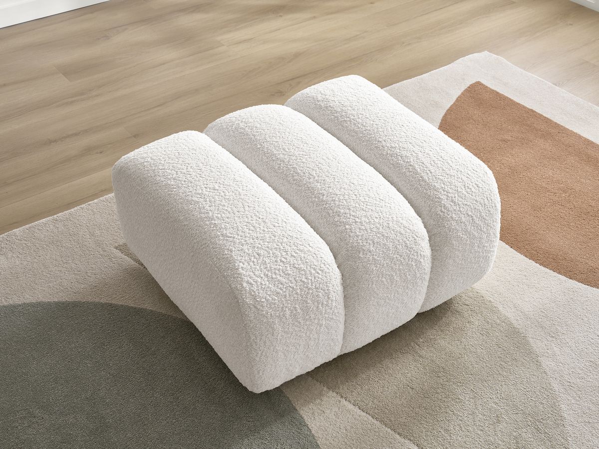 Bobochic Talia Pouf Bouclé-Stoff Weiß