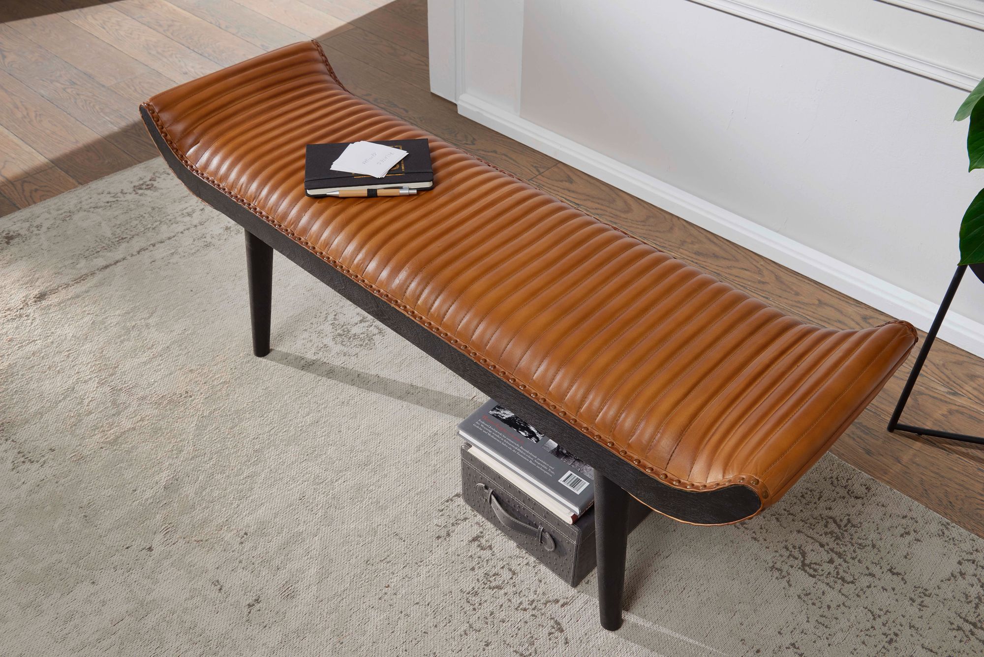 Sitzbank Slagelse Echtleder Braun 125 × 38 × 51 cm