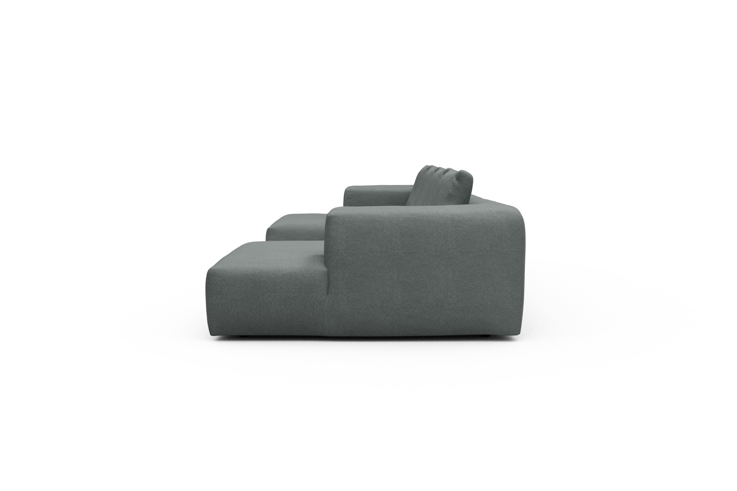 Wohnlandschaft Fred mit 2-Sitzer und Chaiselongue beidseitig Denari-Soft-Grey