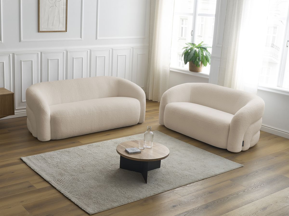 Bobochic Elina Sofa 5-Sitzer Bouclé-Stoff Beige