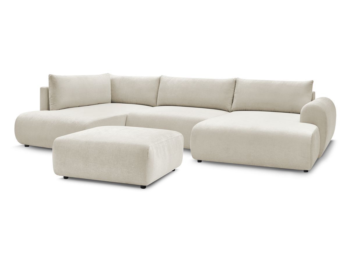 Bobochic Lucien Wohnlandschaft mit Pouf Stoff Beige Ecke rechts