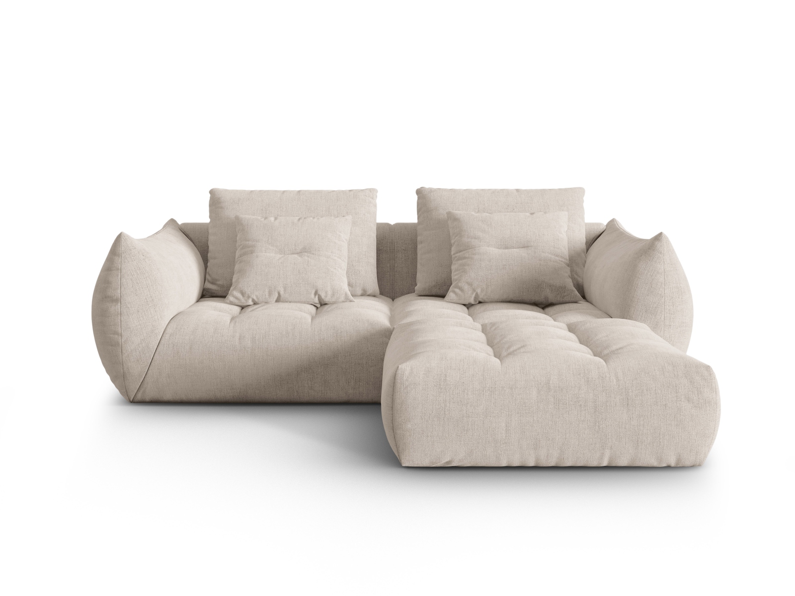 Micadoni Ecksofa Bloom 3-Sitzer Strukturierter Stoff Dunkelbeige