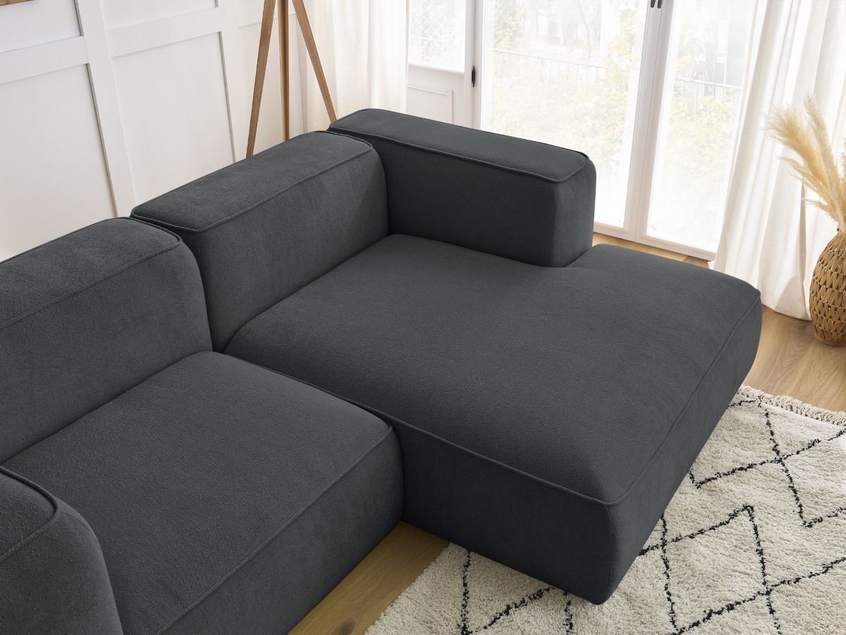 Bobochic Zephyr Ecksofa 260 × 165 cm Strukturstoff Dunkelgrau Ecke rechts