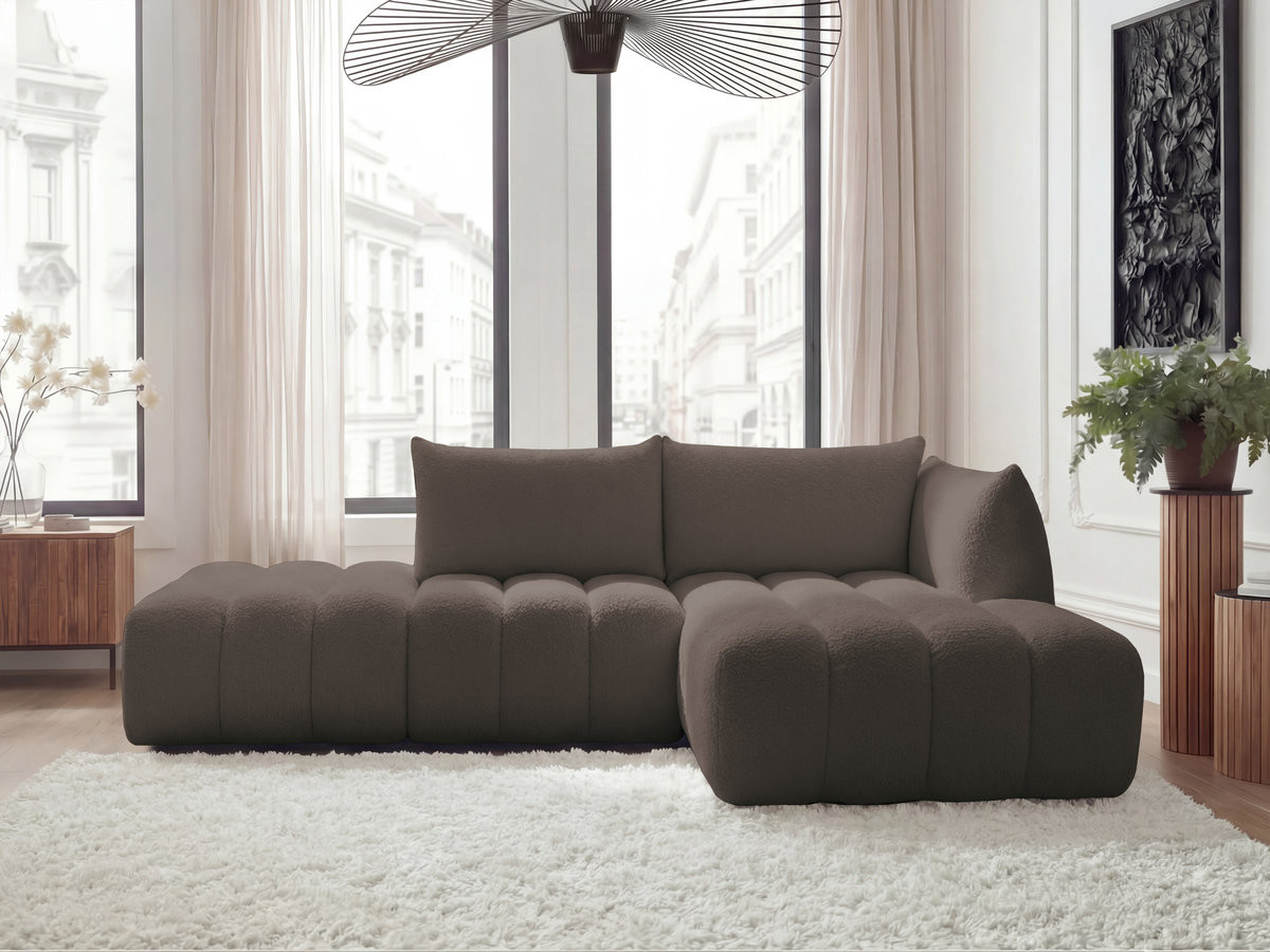 Bobochic Azra Ecksofa 319 × 178 cm Bouclé-Stoff Braun Ecke rechts