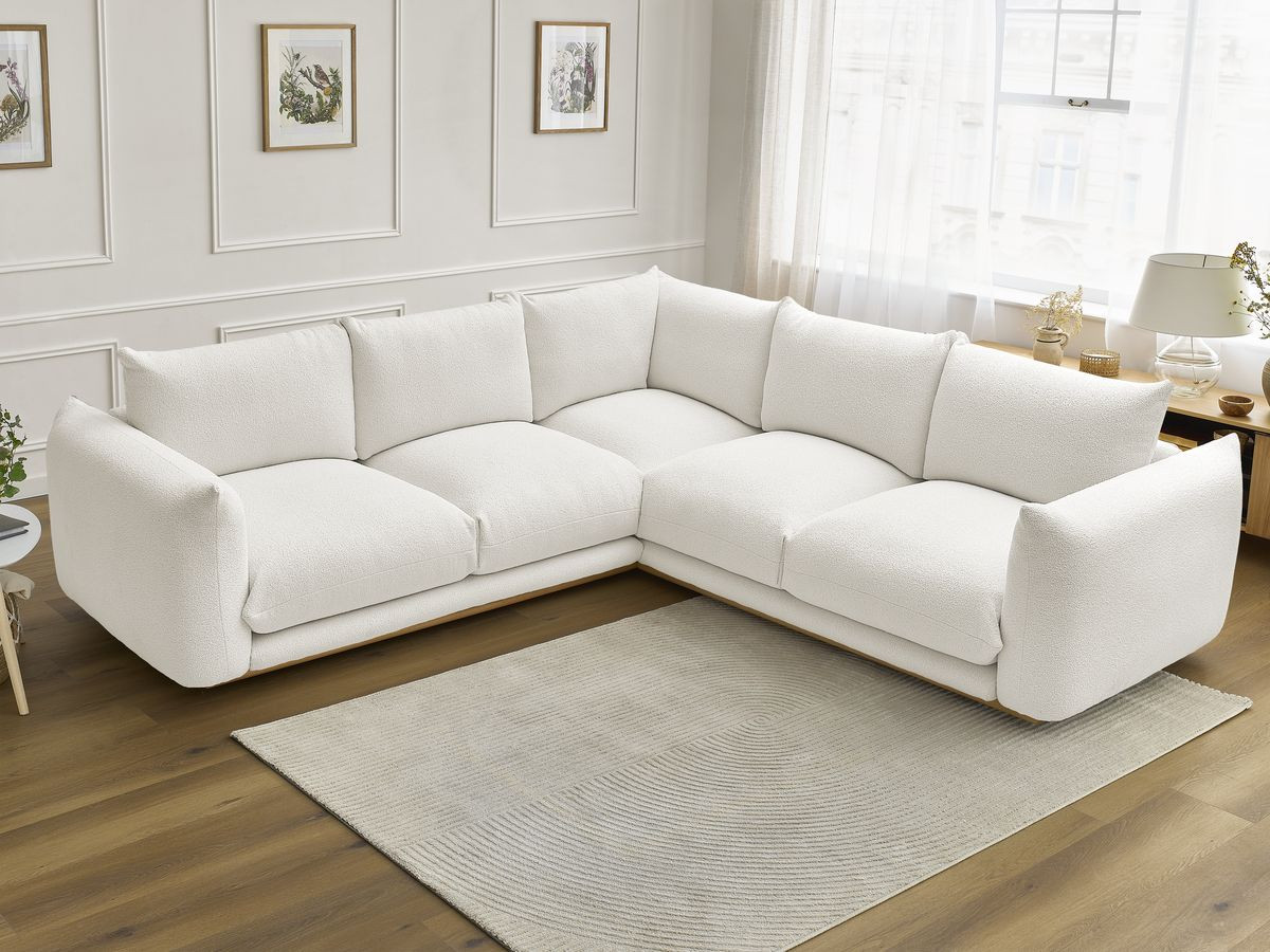 Bobochic Ernest Ecksofa Bouclé-Stoff Weiß