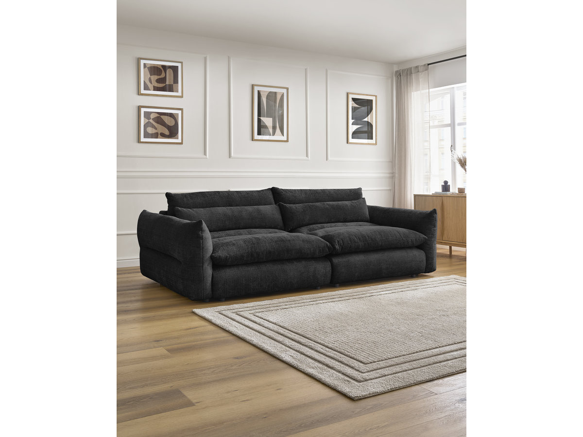 Bobochic Neil Sofa 3-Sitzer Strukturstoff Schwarz
