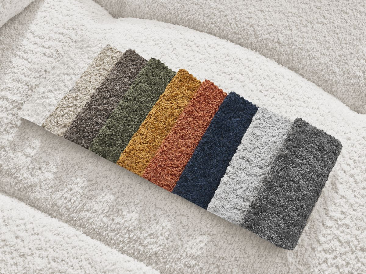 Bobochic Roxelane Pouf Bouclé-Stoff Weiß