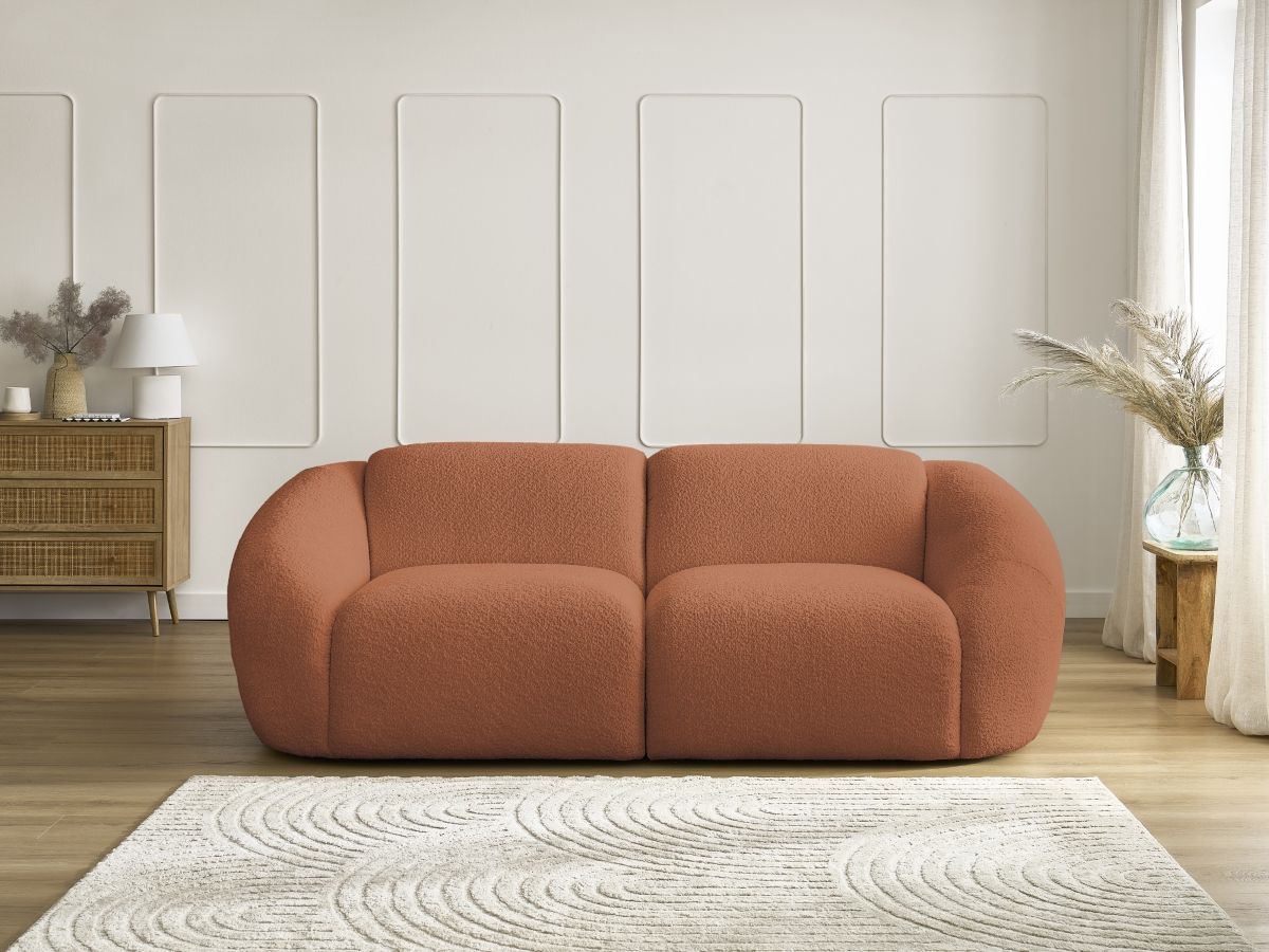 Bobochic Tina Sofa 2-Sitzer Bouclé-Stoff Orange