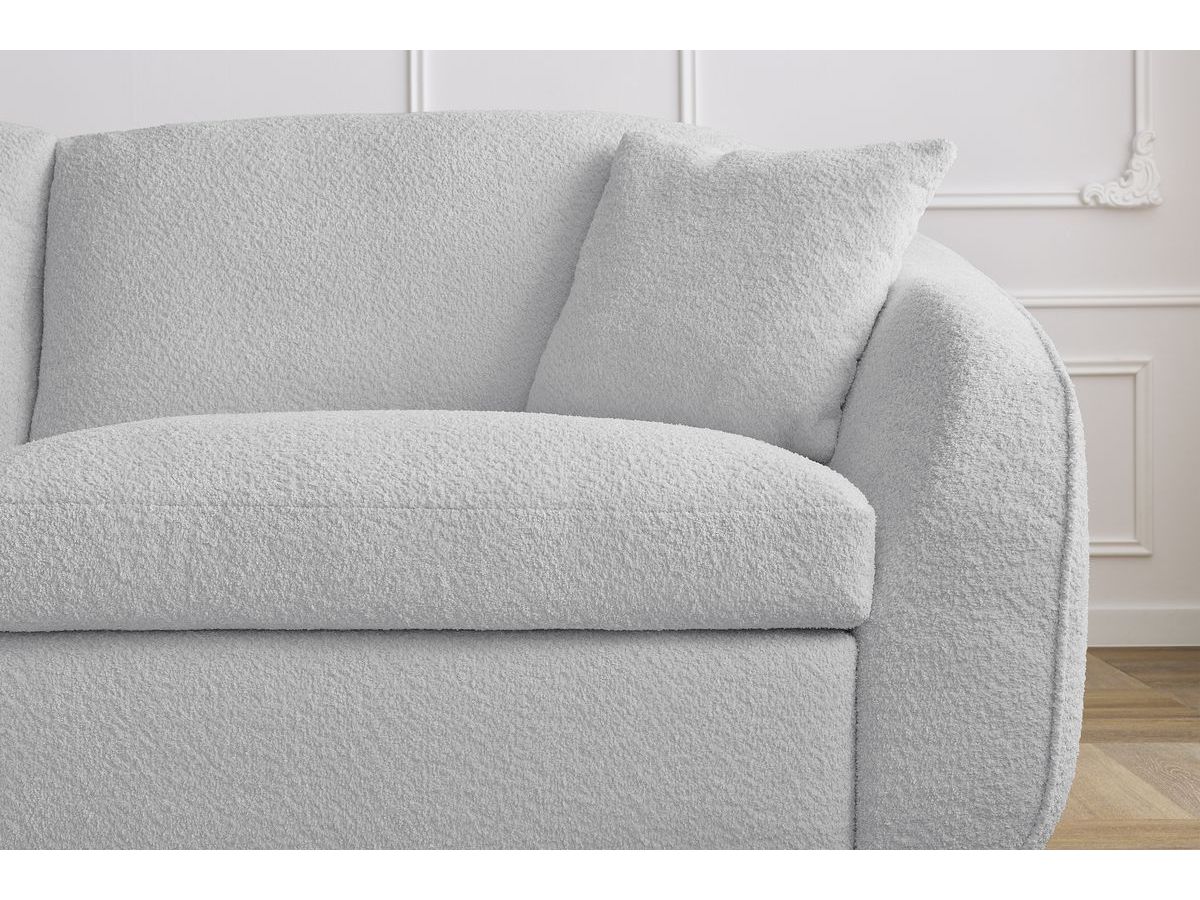 Bobochic Cezanne Schlafsofa 3-Sitzer Bouclé-Stoff Hellgrau, Liegefläche 140 × 194 cm