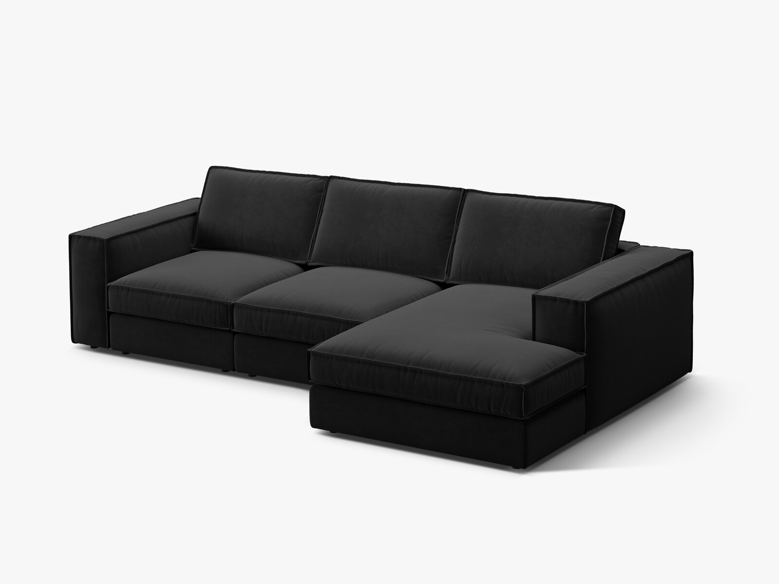 Micadoni modulares Ecksofa Pola 3-Sitzer Rechts Samt Salvador Schwarz