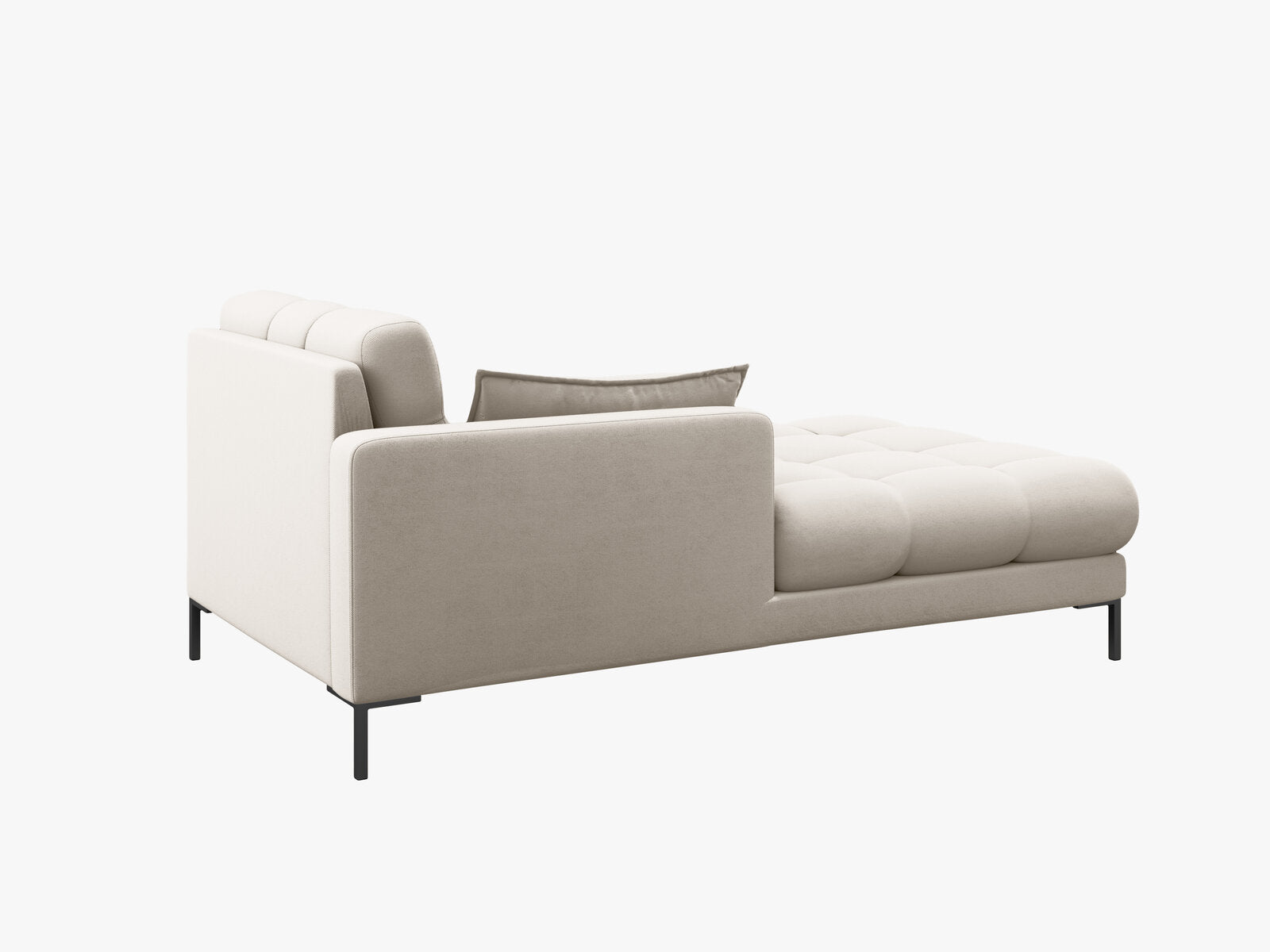 Micadoni Recamiere Mamaia 1-Sitzer Links Strukturierter Stoff Neve Beige schwarze Beine