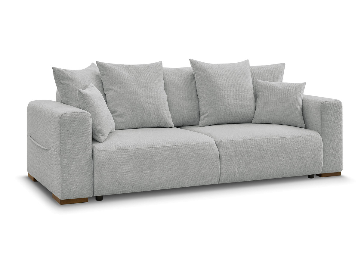 Bobochic Sidonie Schlafsofa 3-Sitzer mit Bettkasten Melange-Stoff Hellgrau