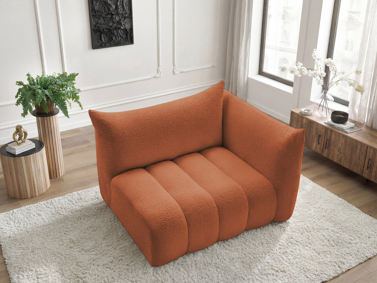 Bobochic Azra Sofamodul 2-Sitzer 143 × 112 cm Bouclé-Stoff Orange Ecke rechts