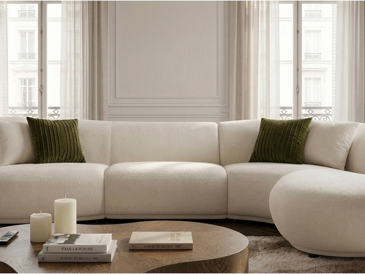 Bobochic Nora Ecksofa Chenille Weiß Ecke rechts