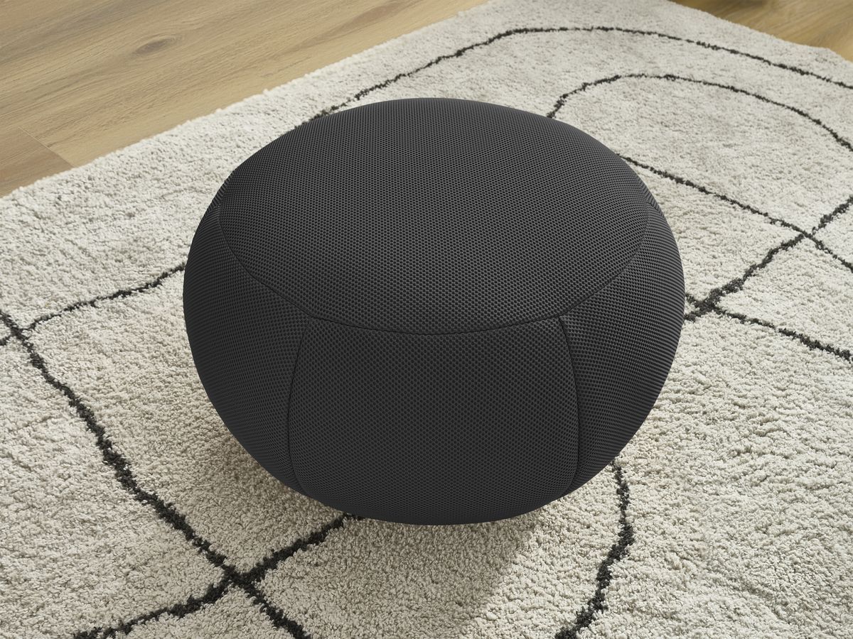 Bobochic Hayden Pouf, rund Mesh-Stoff Schwarz, 76 cm