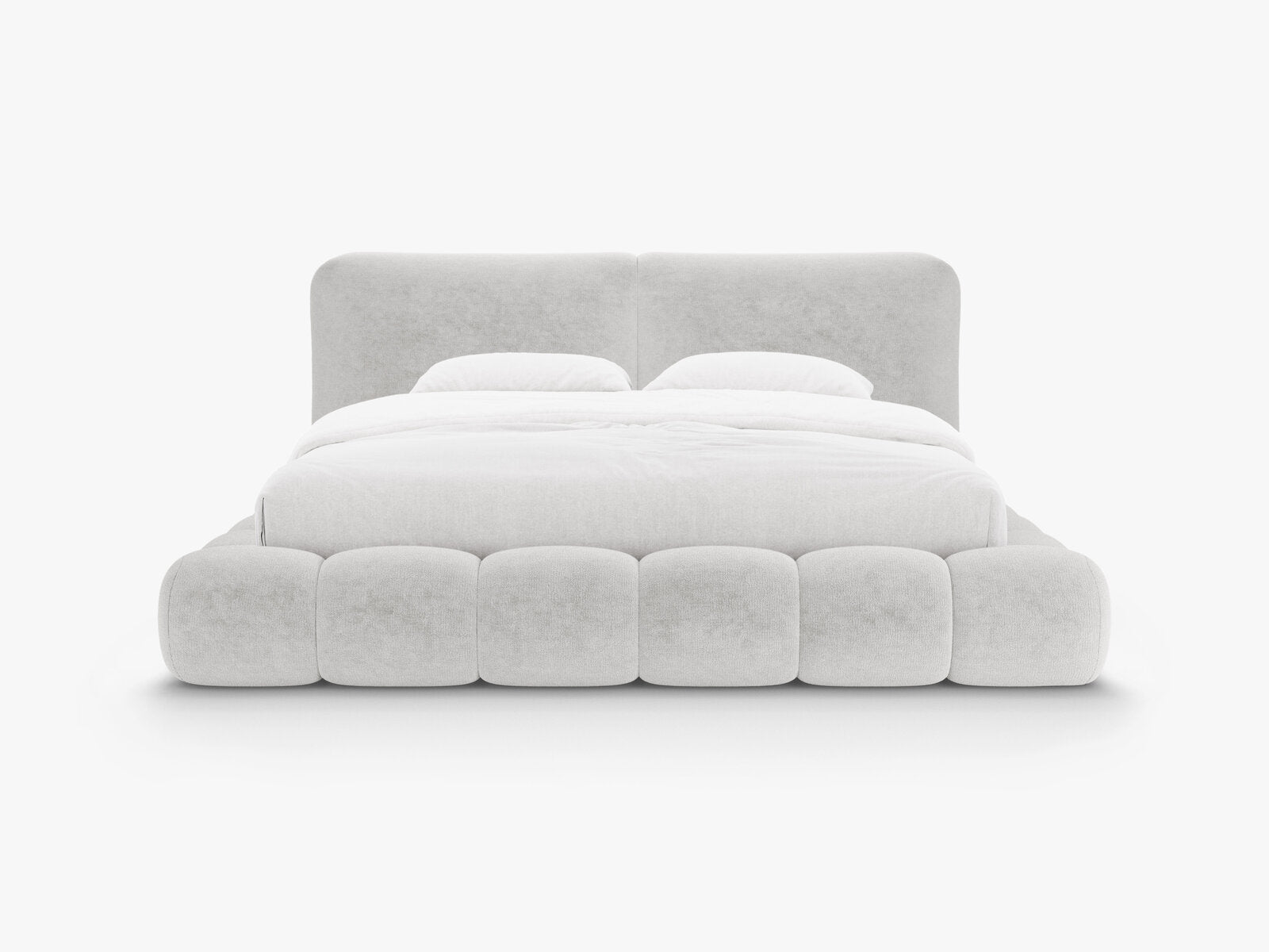Micadoni Stauraumbett mit Kopfteil Solange Chenille Perfect Harmony Hellgrau 140x200