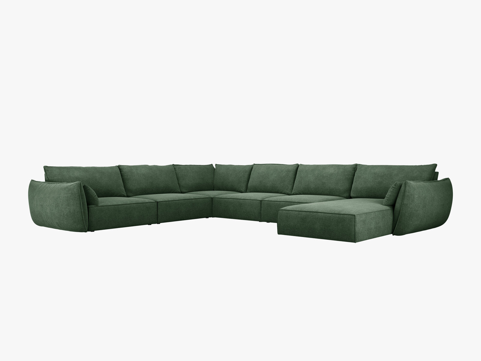 Micadoni Panorama-Ecksofa Kaelle 8-Sitzer Links Chenille Over The Horizon Flaschengrün