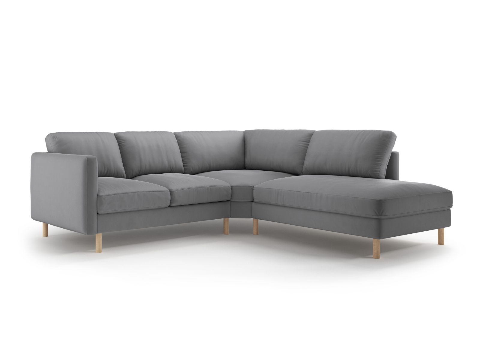 Micadoni Symmetrisches Ecksofa Eden 4-Sitzer Rechts Samt Grau