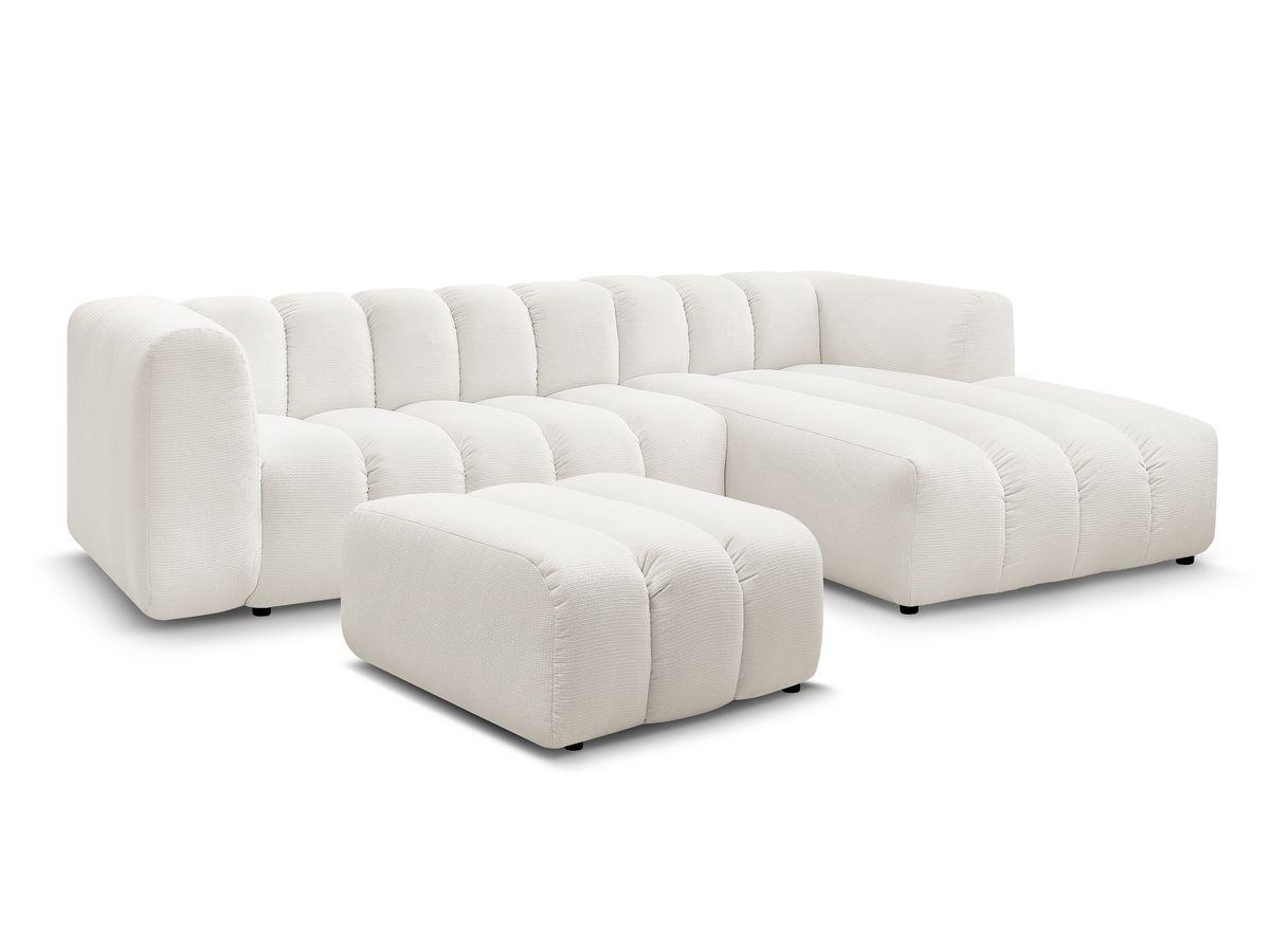 Bobochic Talia Ecksofa mit Pouf Melange-Stoff Weiß Ecke rechts