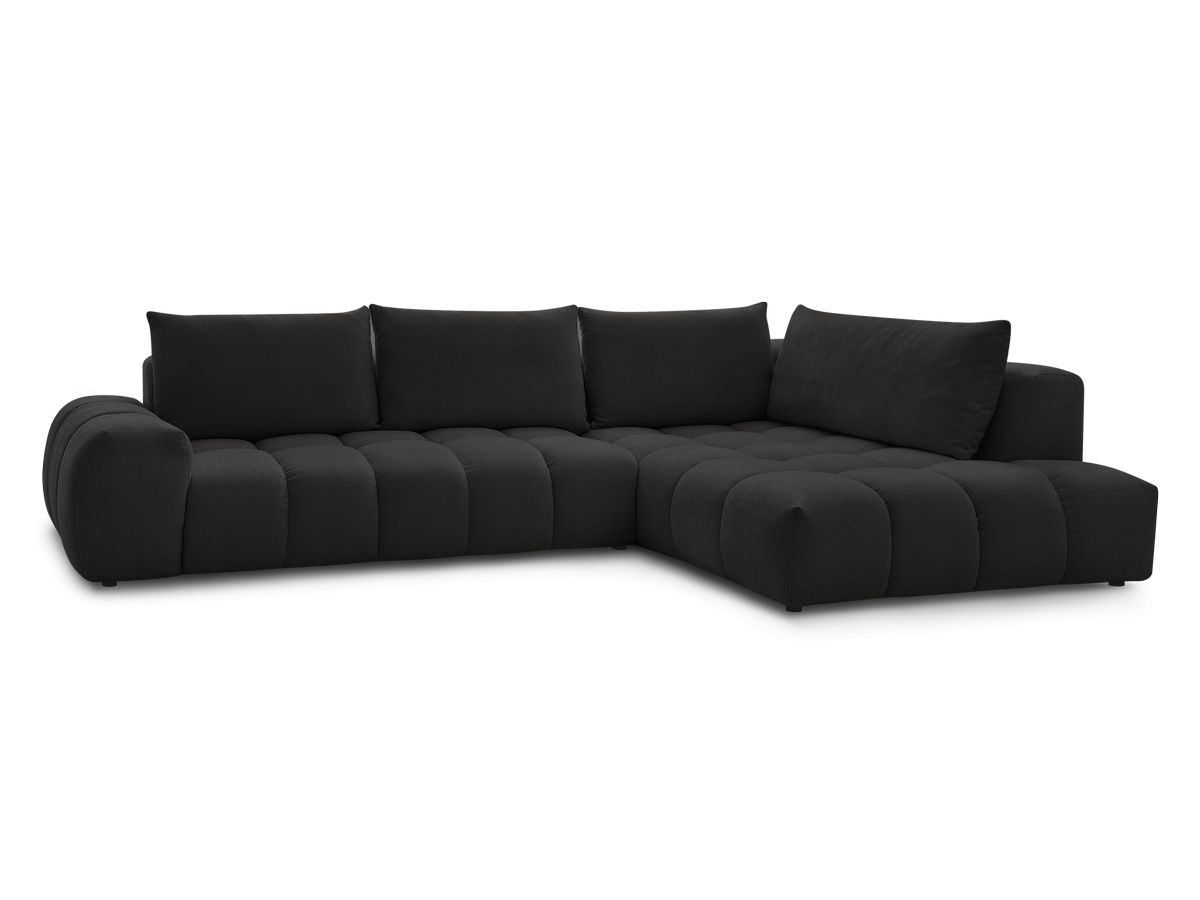 Bobochic Everest Ecksofa, 4 Kissen Strukturstoff Schwarz Ecke rechts
