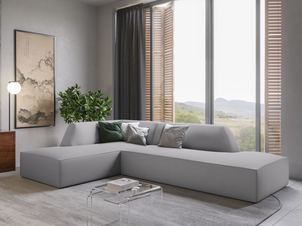 Cosmopolitan Design Ecksofa Siena 4-Sitzer offen Strukturierter Stoff Ottawa Hellgrau Links