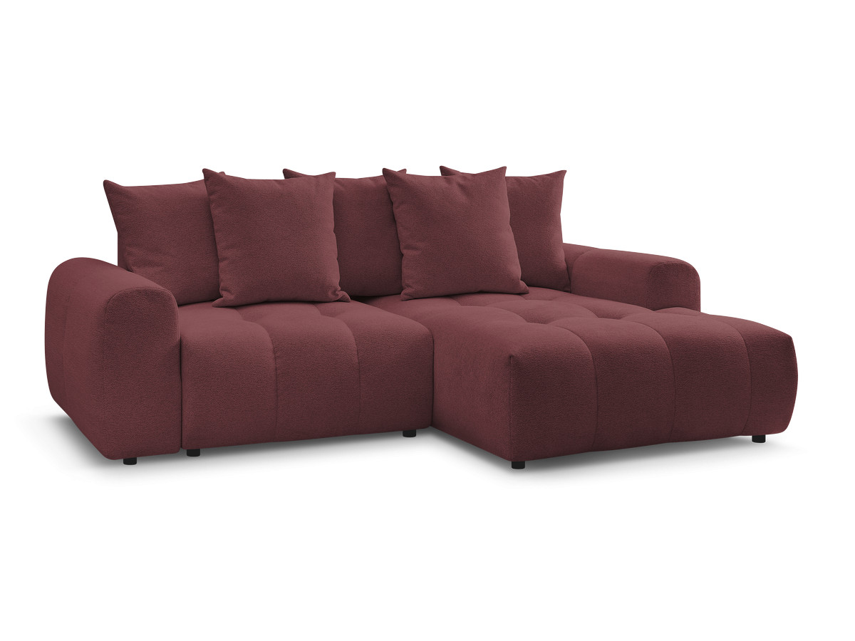 Bobochic Roxelane Ecksofa mit Schlaffunktion und Bettkasten 258 × 150 cm Melange-Stoff Rot Ecke rechts