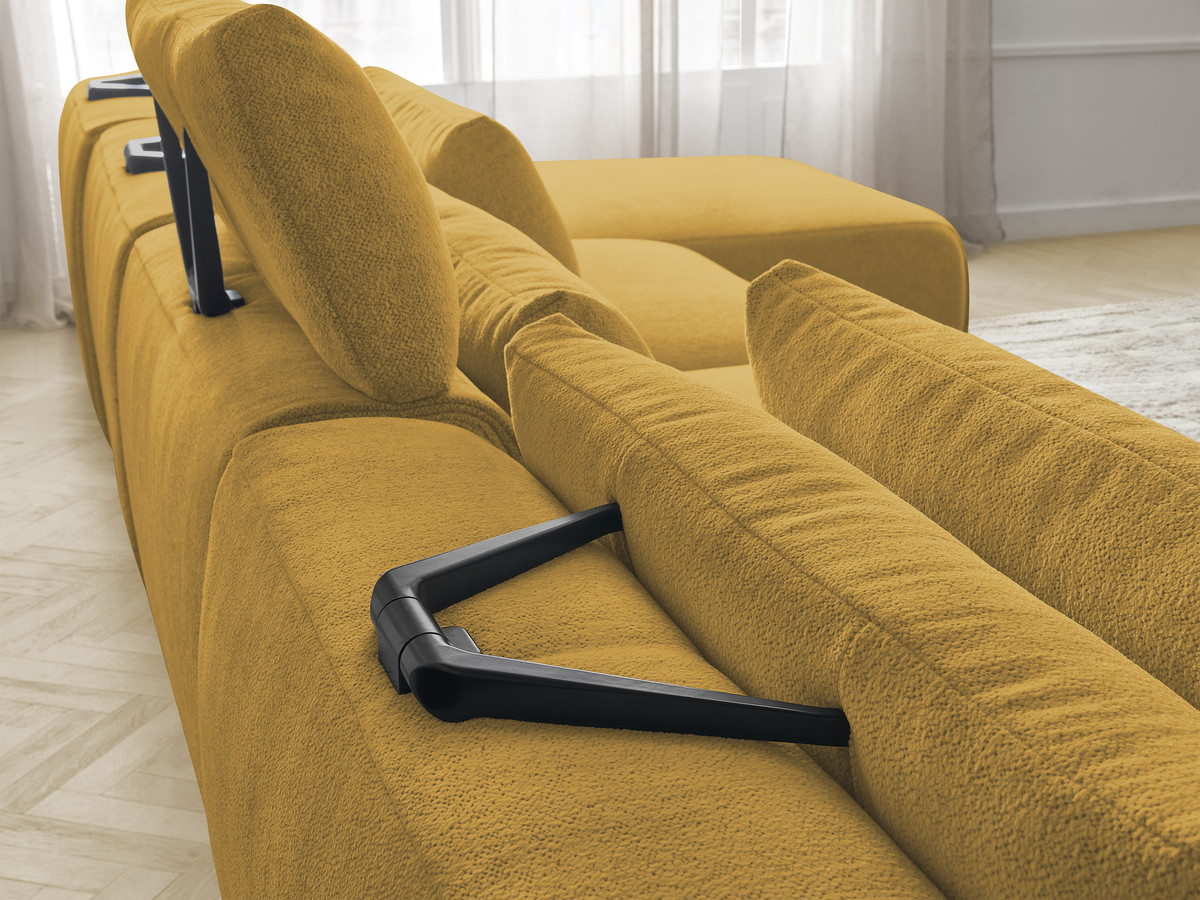 Bobochic Jana Wohnlandschaft mit großem Pouf Melange-Stoff Gelb