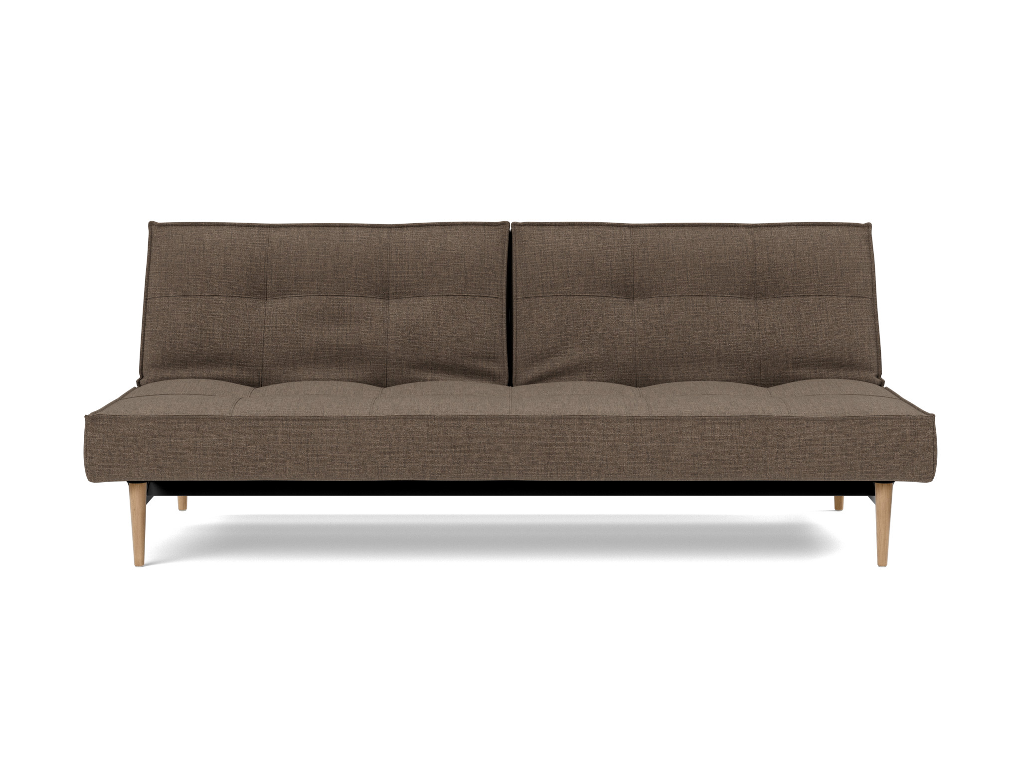 Schlafsofa Splitback Chenille Esina 411-Cedar-Brown Beine Styletto Eiche hell