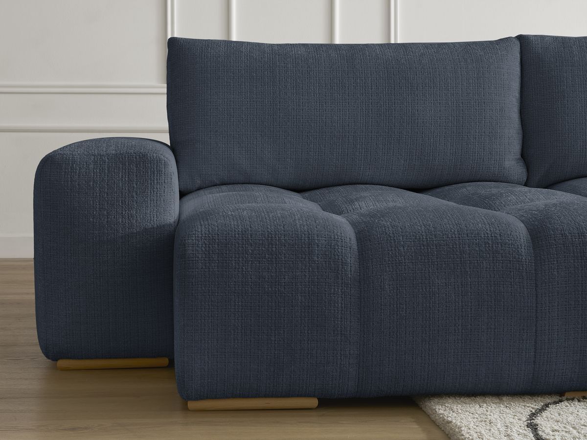 Bobochic Anakin Wohnlandschaft, Liegefläche 137 × 382 cm, 3 Kissen Strukturstoff Dunkelblau