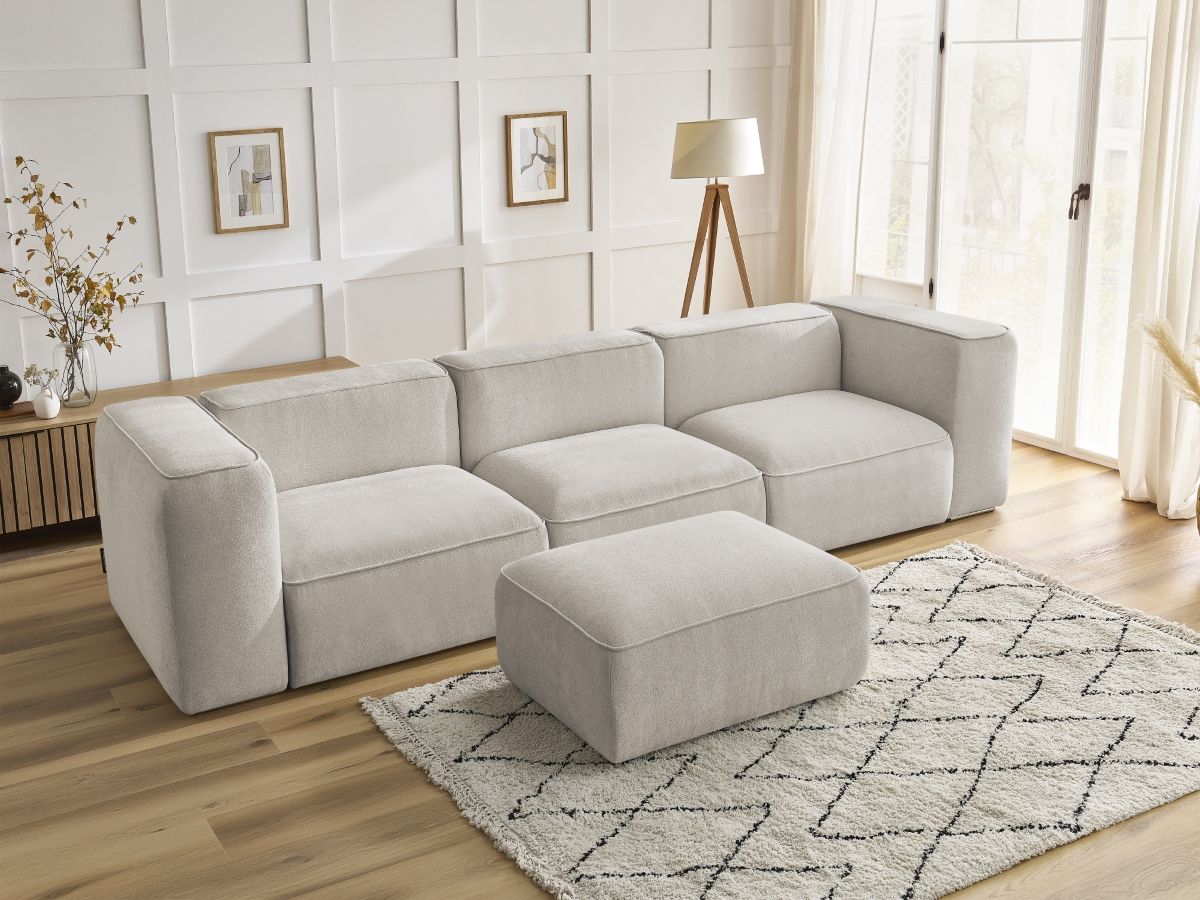Bobochic Zephyr Sofa 4-Sitzer mit Pouf Strukturstoff Beige
