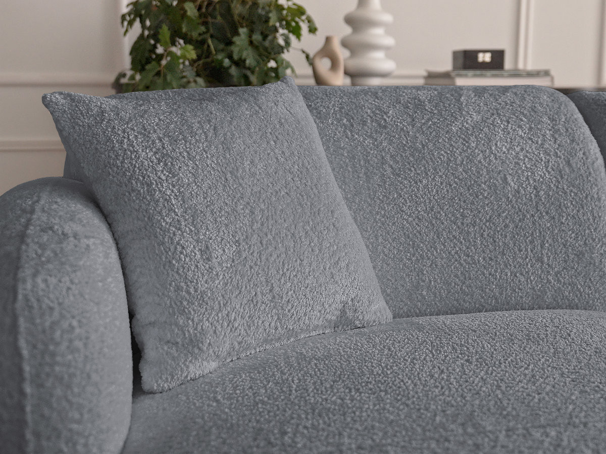 Bobochic Anda Wohnlandschaft mit Pouf 396 × 357 cm Chenille Grau Ecke links