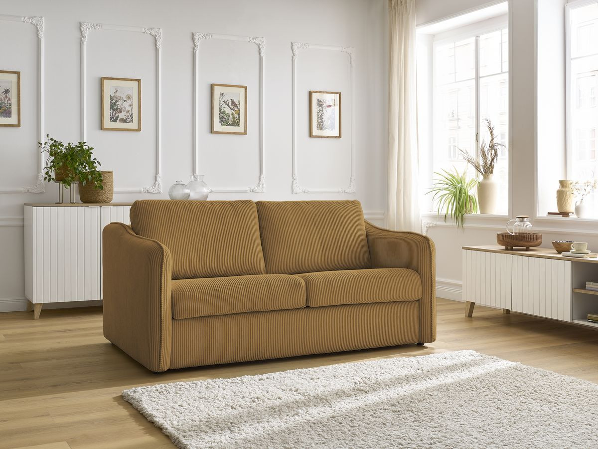 Bobochic Lenny Schlafsofa 3-Sitzer Cordsamt Gelb