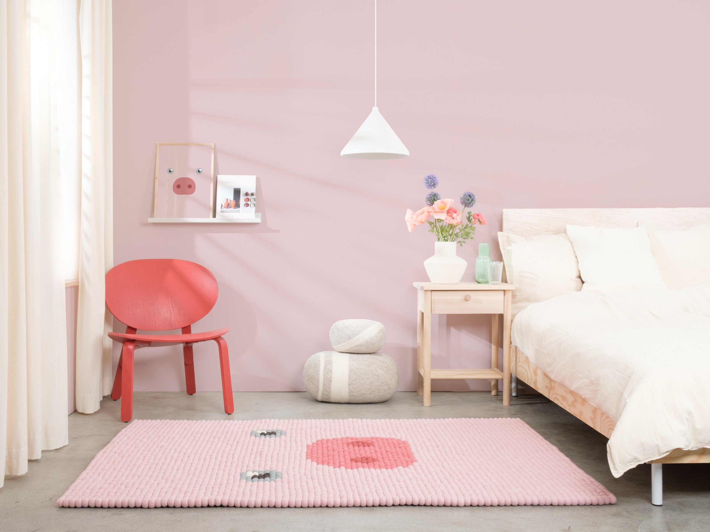 myfelt Friedrich Filzkugelteppich Rosa