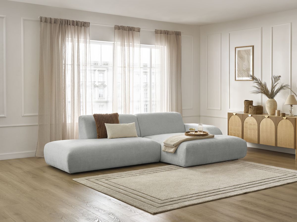Bobochic Sirius Ecksofa 300 × 170 cm Strukturstoff Hellgrau Ecke rechts