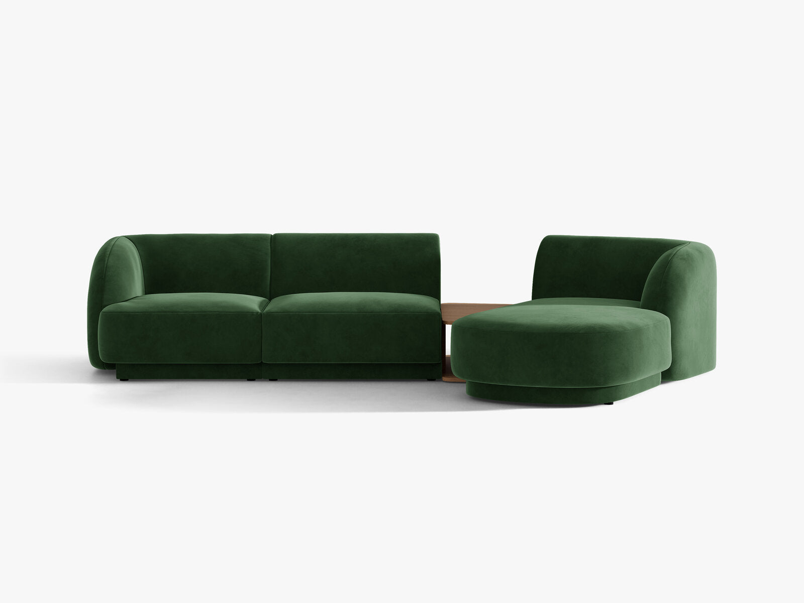 Micadoni Modulares Sofa Miley mit Recamiere 3-Sitzer Rechts Samt Venus Flaschengrün