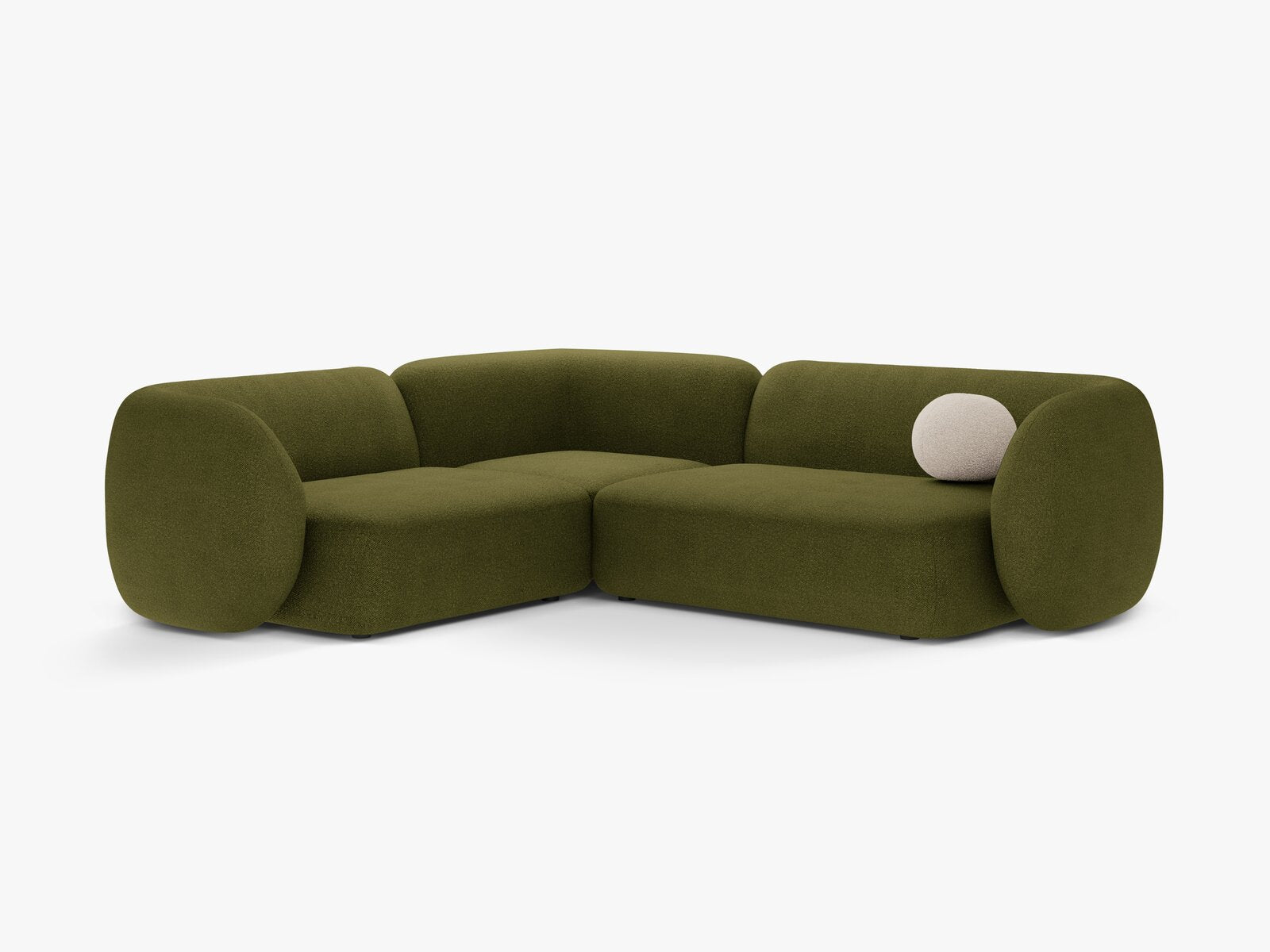 Micadoni Ecksofa Kate 4-Sitzer Links Boucle Baloo Dunkel-Olivgrün