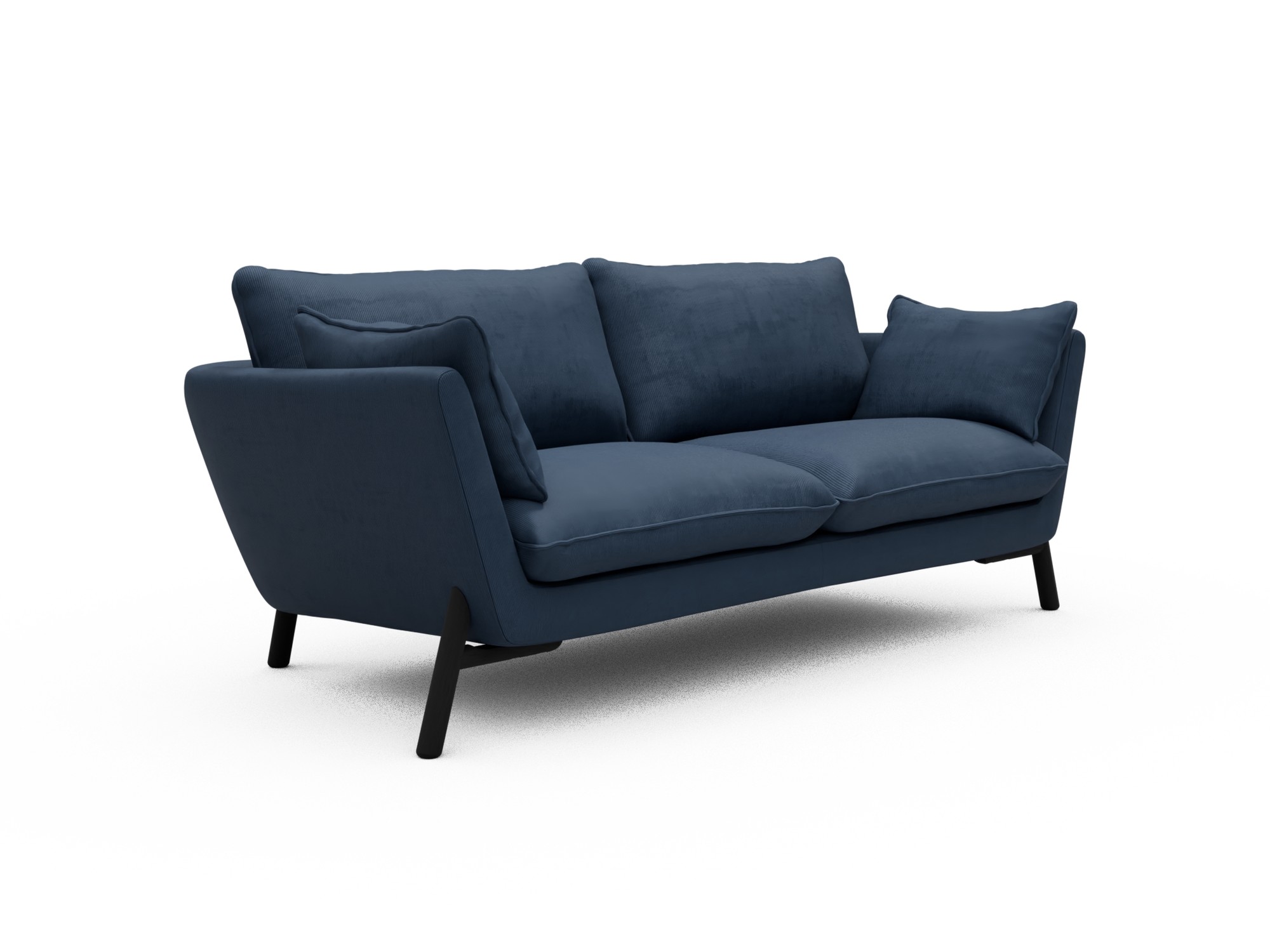 Skandi Home Sofa Emil 2-Sitzer Beinfarbe Eiche Schwarz Cordufine-Royal-Blue moebelfaktor