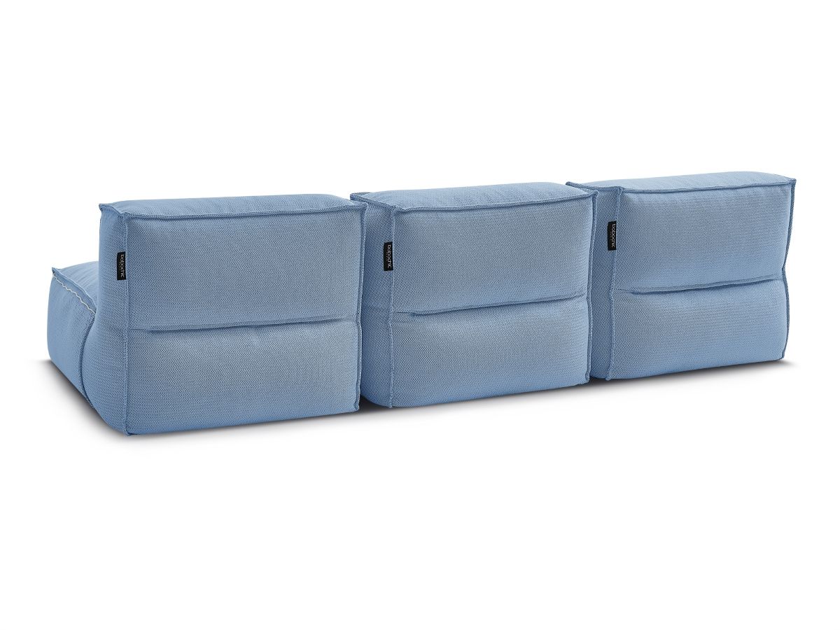 Bobochic Biarritz Gartensofa 3-Sitzer Melange-Stoff Blau