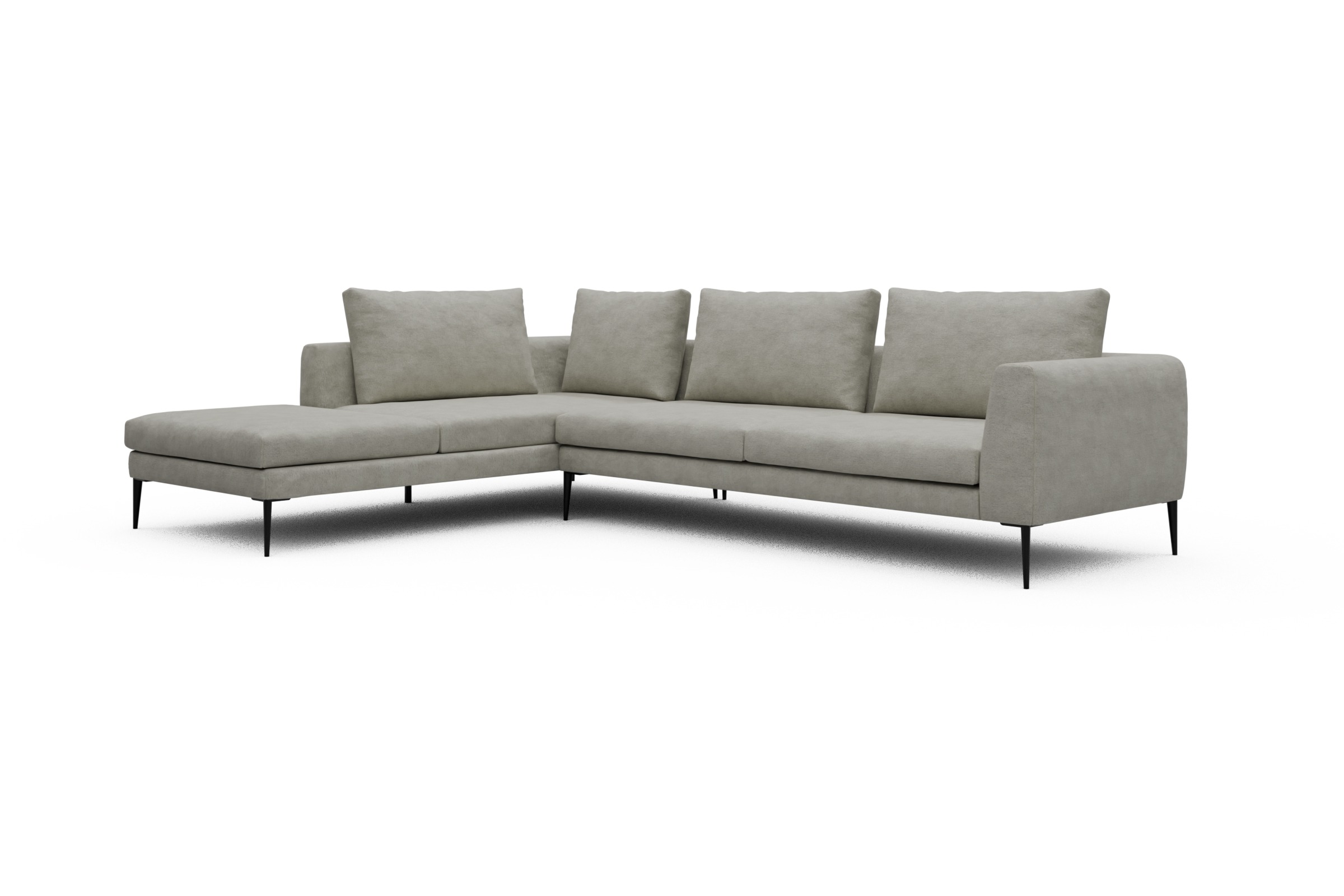Ecksofa Paul Relax-Ecke rechts mit 3-Sitzer Carreno-Moon-Stone-White