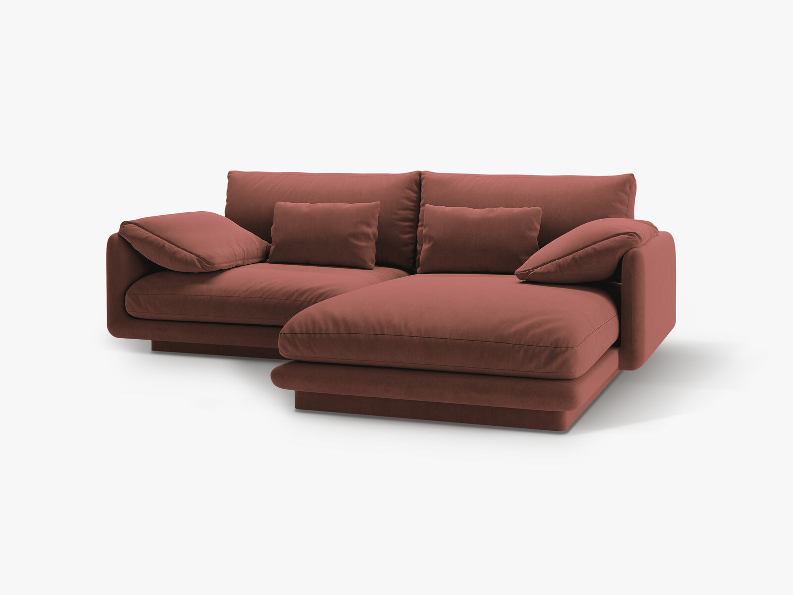 Micadoni Ecksofa Torino 3-Sitzer Rechts Samt Cuoio