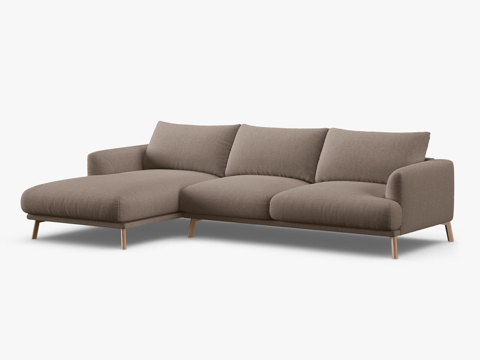 Micadoni Ecksofa Naomi 4-Sitzer Links Strukturierter Stoff Liberty Cappuccino